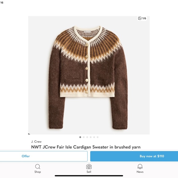 J. Crew Brown and White Fair Isle Cardigan - Picture 2 of 7